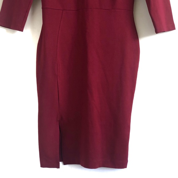 Lulu's Form Fitting Bodycon Burgundy Midi Dress - Picture 5 of 6